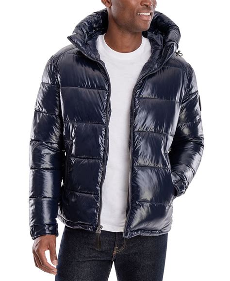 michael kors hooded puffer coat mens|Michael Kors lightweight puffer jacket.